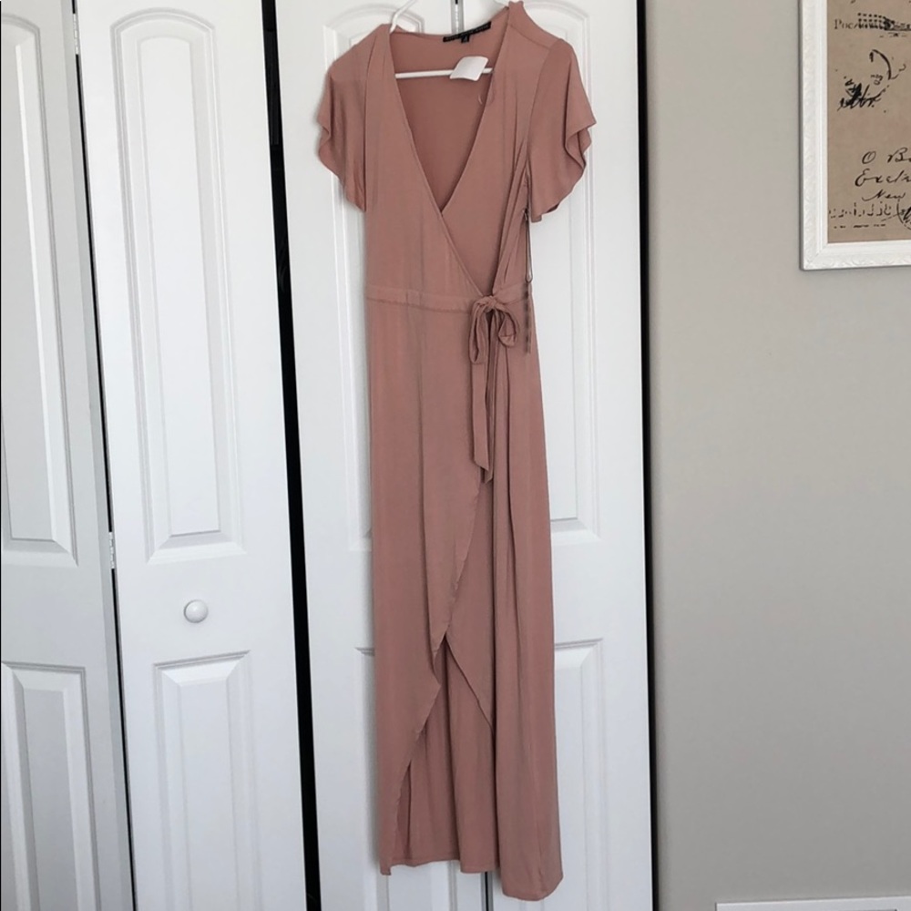 Blush wrap maxi dress